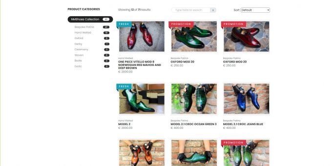 NMShoes product filters